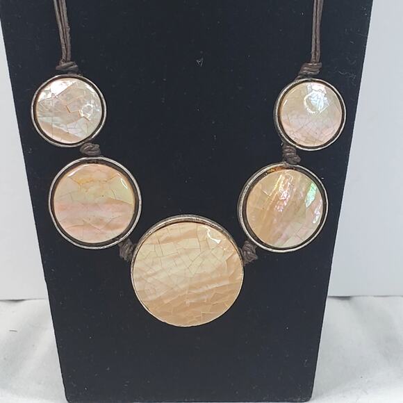 Xc Round Iridescent Necklace Boho 10" Bohemian Signed - Picture 2 of 9